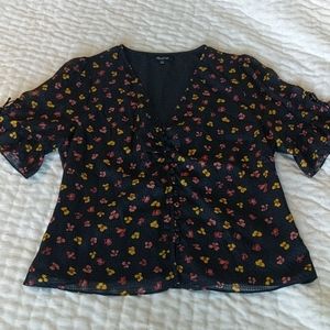 Madewell silk daylight tie sleeve top size 8